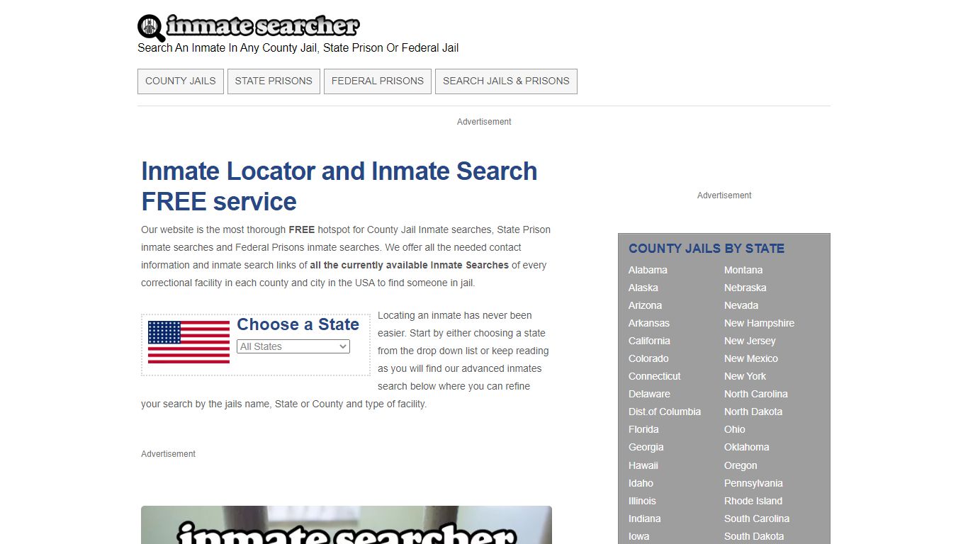 Inmate Locator and Inmate Search FREE service - Inmate Searcher